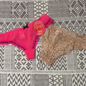 Spree Hot Pink and Tan Lace Panties Set